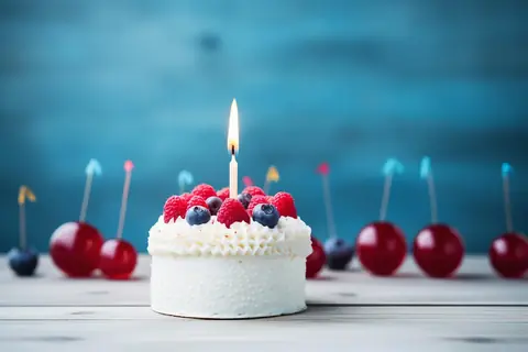 초를 꽂은 생일 케이크